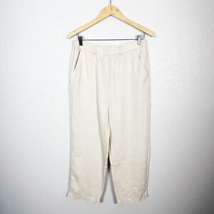 Quince Size M Womens European Linen Tapered Leg Crop Pants in Flax Cream